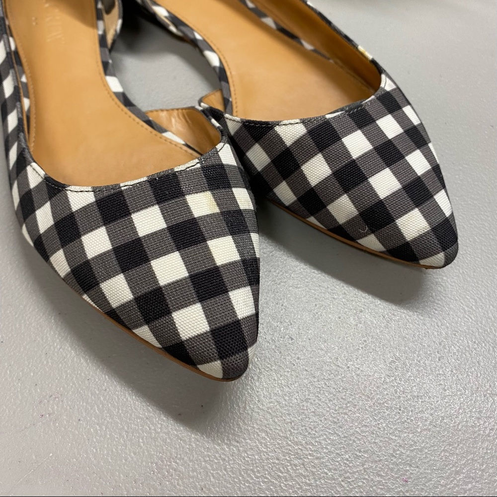 J Crew Factory D'Orsay Flat Shoe Gingham Check 7.5 - Picture 4 of 6